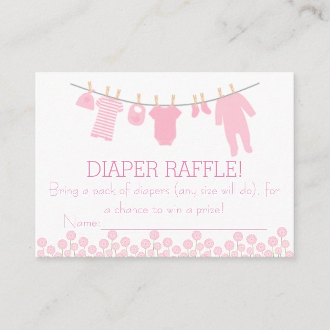 Pink Little Clothes Diaper Raffle Tickets Enclosure Card (Front)