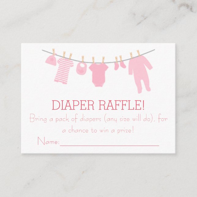 Pink Little Clothes Diaper Raffle Tickets Enclosure Card (Front)