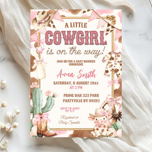 Pink Little Cowgirl On The Way Baby Shower Invitation