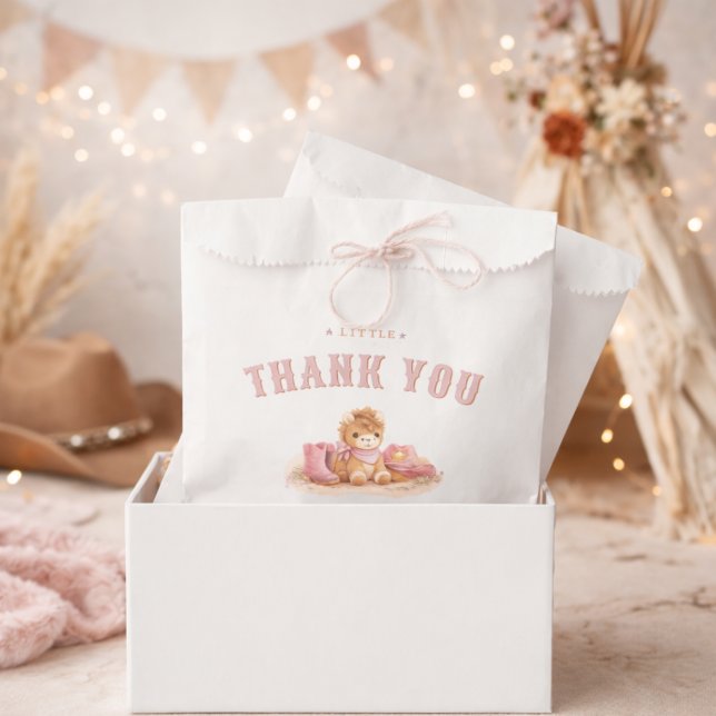 Pink Little Cowgirl Western Girl Baby Shower  Favour Bag (Creator Uploaded)