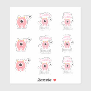 Pink Little Cuddle Monster Stickers