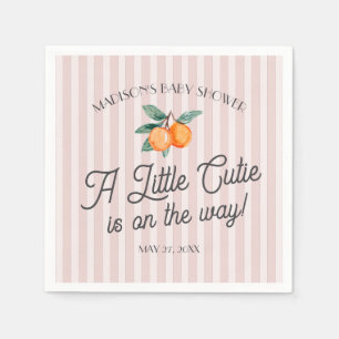 Pink Little Cutie On The Way Citrus Baby Shower Napkin
