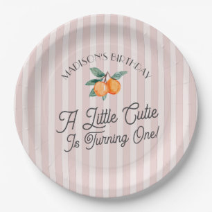 Pink Little Cutie Pastel Citrus Birthday Party Paper Plate