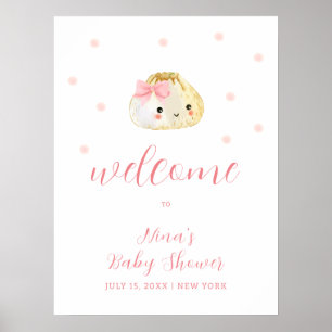 Pink Little Dumpling Girl Baby Shower Welcome  Poster