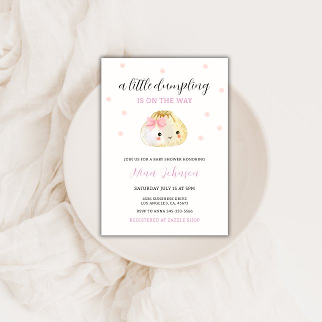 Pink Little Dumpling Is On The Way Baby Shower Invitation (Pink Little Dumpling Is On The Way Baby Shower Invitation)