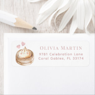 Pink Little Dumpling Watercolor Girl Baby Shower L Return Address Label