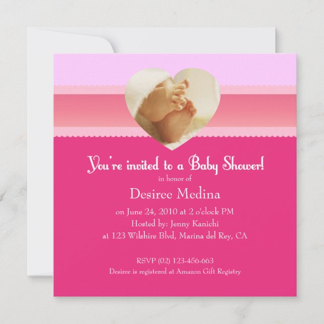Pink Little Feet Baby Shower for Baby Girl Invitation (Front)
