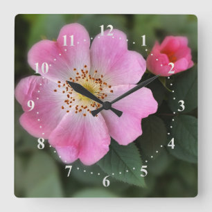 pink little flowers square wall clock