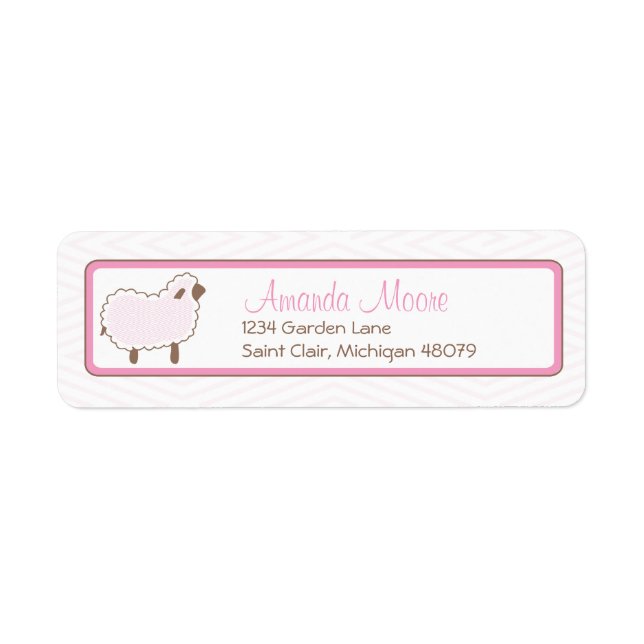 Pink Little Lamb Address Label Return Address Label (Front)
