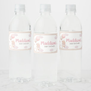 Pink Little Lamb Baby Shower Water Bottle Label