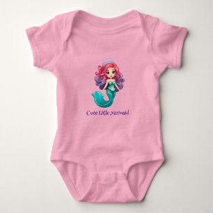Pink little mermaid princess rainbow colourful kid baby bodysuit