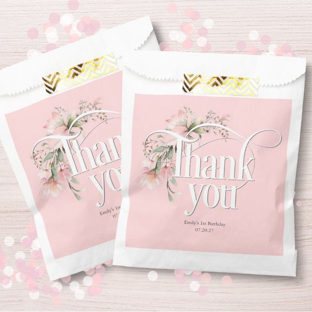 Pink little Miss Onederful Baby Girl 1st birthday Favour Bag (Pink Baby Girl 1st birthday, little miss onederful favor thank you bag)