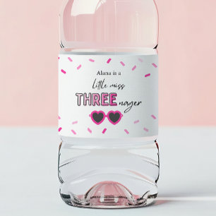 Pink Little Miss Threenager Water Bottle Labels