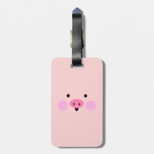 Pink Little Piggy Luggage Tag w/ leather strap