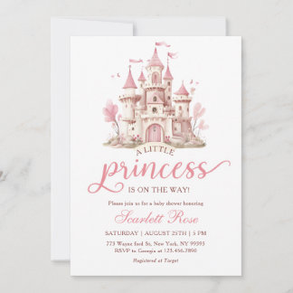Pink Little Princess Castle Girl Baby Shower Invitation