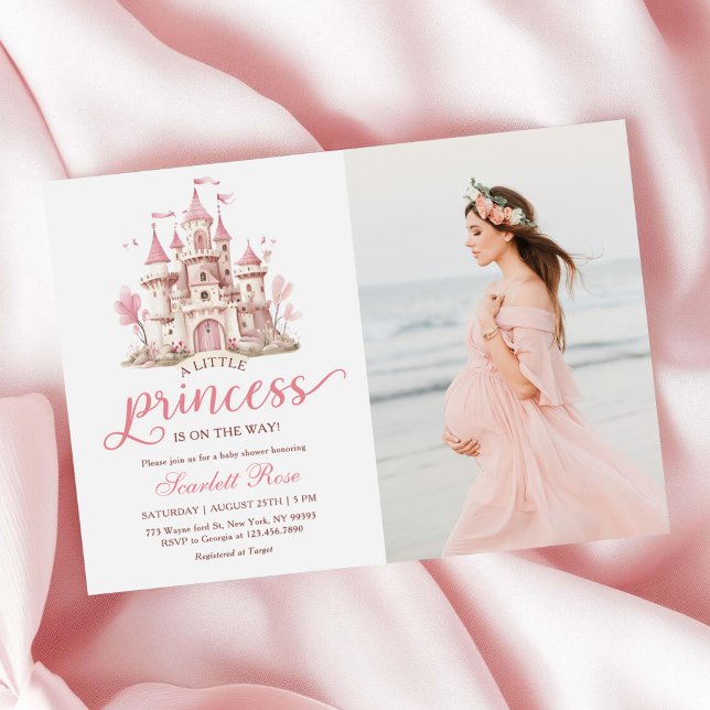 Pink Little Princess Castle Girl Baby Shower Photo Invitation (Creator Uploaded)