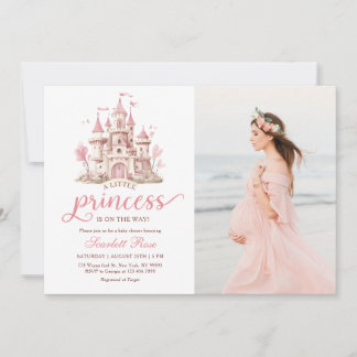 Pink Little Princess Castle Girl Baby Shower Photo Invitation