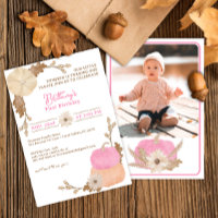 Pink Little Pumpkin 1st Birthday Invite
