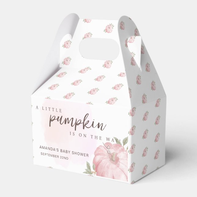Pink Little Pumpkin Autumn Fall Baby Shower Favour Box (Front Side)