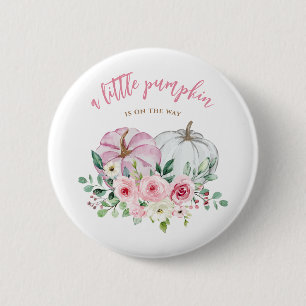 Pink Little Pumpkin Baby Shower 6 Cm Round Badge