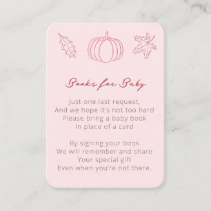 Pink Little Pumpkin Baby Shower Bring A Book  Enclosure Card