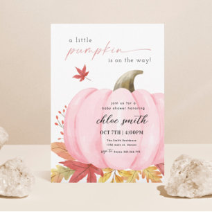 Pink Little Pumpkin Baby Shower Invitation