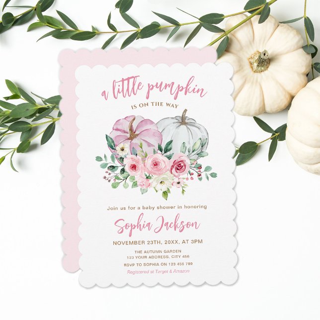 Pink Little Pumpkin Baby Shower Invitation (Creator Uploaded)