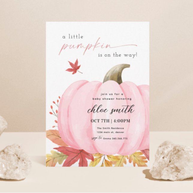 Pink Little Pumpkin Baby Shower Invitation (Creator Uploaded)