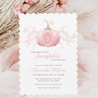 Pink Little Pumpkin Baby Shower Invitation