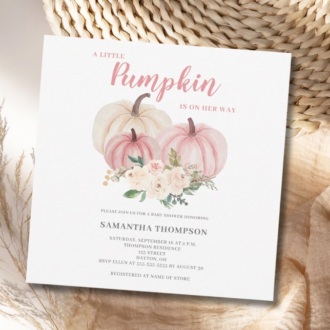 Pink Little Pumpkin Baby Shower Invitation (Creator Uploaded)