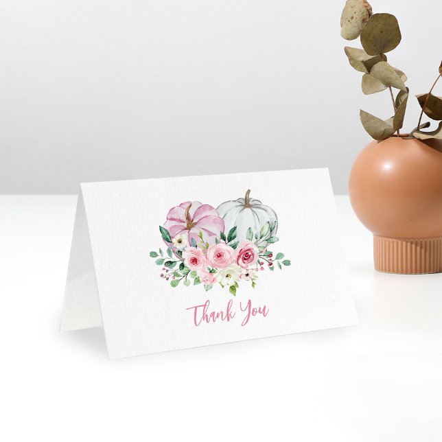 Pink Little Pumpkin Baby Shower Thank You Card (Creator Uploaded)