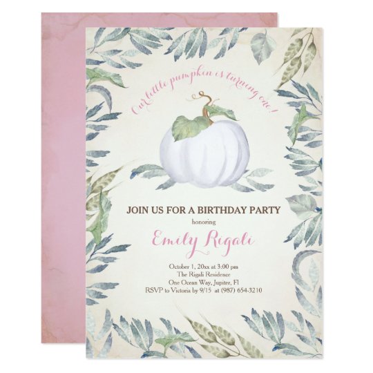 Pink Little Pumpkin BIRTHDAY PARTY Invitation