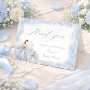 Pink Little Pumpkin Blue Baby Shower Thank You Card