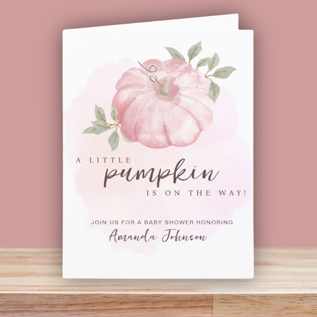 Pink Little Pumpkin Fall Baby Shower Invitation (Creator Uploaded)