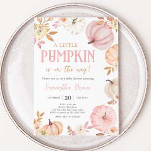 Pink Little Pumpkin Fall Baby Shower Invitation