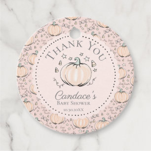 Pink Little Pumpkin Fall Baby Shower Thank You Favour Tags
