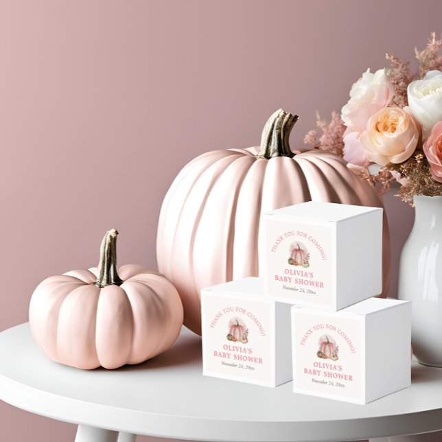 Pink Little Pumpkin Fall Cute Girl Baby Shower Favour Box (Creator Uploaded)