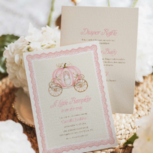 Pink Little Pumpkin Girl All in One Baby Shower Invitation