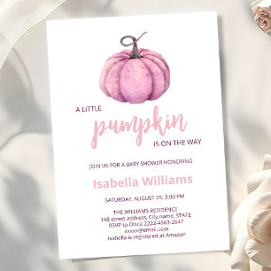 Pink little Pumpkin girl Baby Shower Invitation