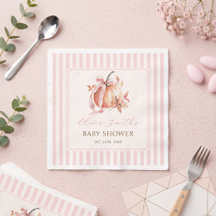 Pink Little Pumpkin Girl Baby Shower Napkins