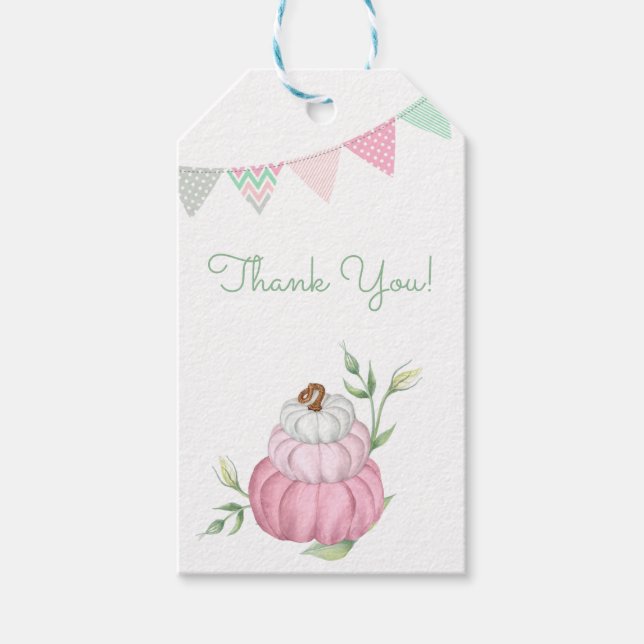 Pink Little Pumpkin Patch Thank You Gift Tag (Front)