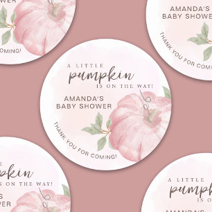 Pink Little Pumpkin Thank You Autumn Baby Shower Classic Round Sticker