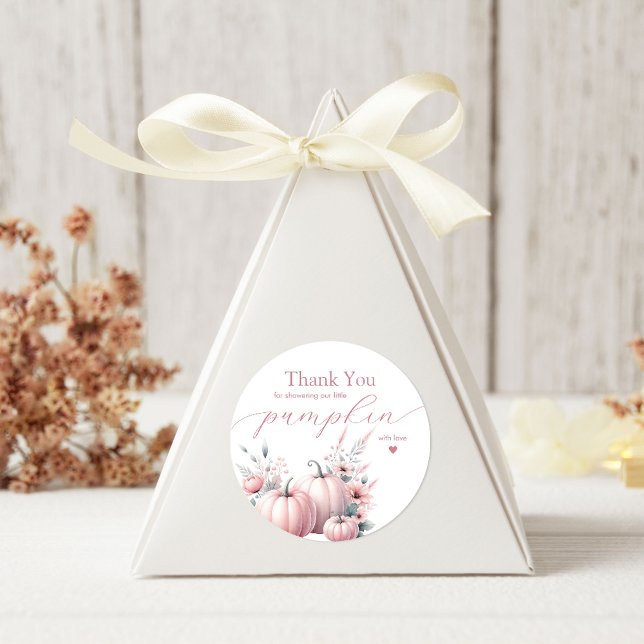 Pink Little Pumpkin Thank You Classic Round Sticker (Creator Uploaded)