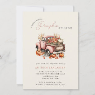 Pink Little Pumpkin Truck Fall Baby Shower Invitation