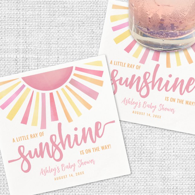 Pink Little Ray Of Sunshine Sun Baby Shower Napkin (Pink Little Ray Of Sunshine Sun Baby Shower Napkins)