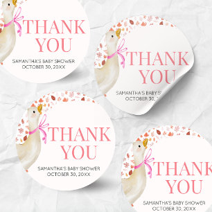 Pink Little Silly Goose Baby Shower Classic Round Sticker