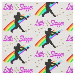 PINK LITTLE SLUGGER SOFTBALL GIRL DESIGN FABRIC
