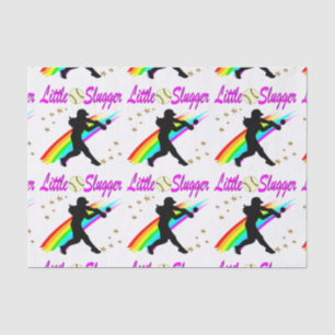PINK LITTLE SLUGGER SOFTBALL GIRL DESIGN TISSUE PAPER