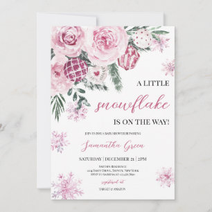 Pink Little Snowflake Baby Shower Invitation