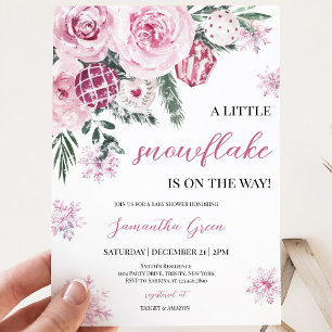 Pink Little Snowflake Baby Shower Invitation